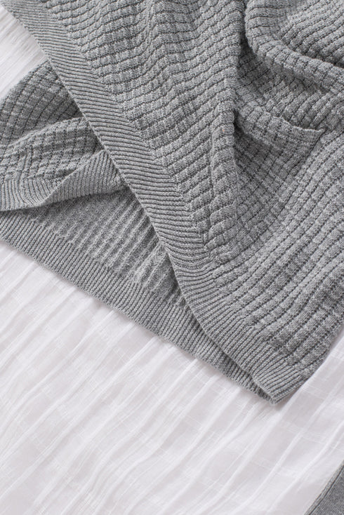 Wrap V Neck Waffle Sweater